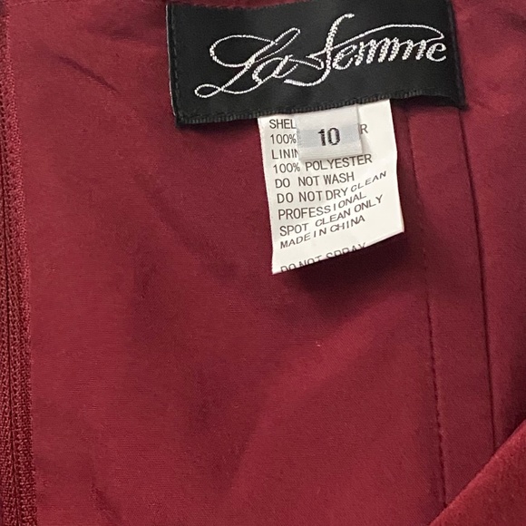 NWOT La Femme Surplice Off the Shoulder Column Gown - Picture 7 of 8